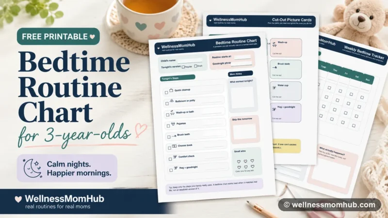 Preview of the Bedtime Routine Chart Printable, a free printable PDF from Wellness Mom Hub